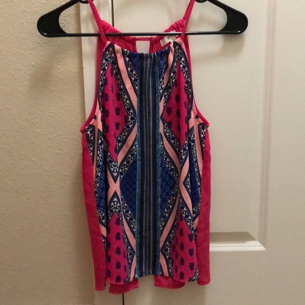 Mine Flowy Fun Pink and Blue Tank Top
